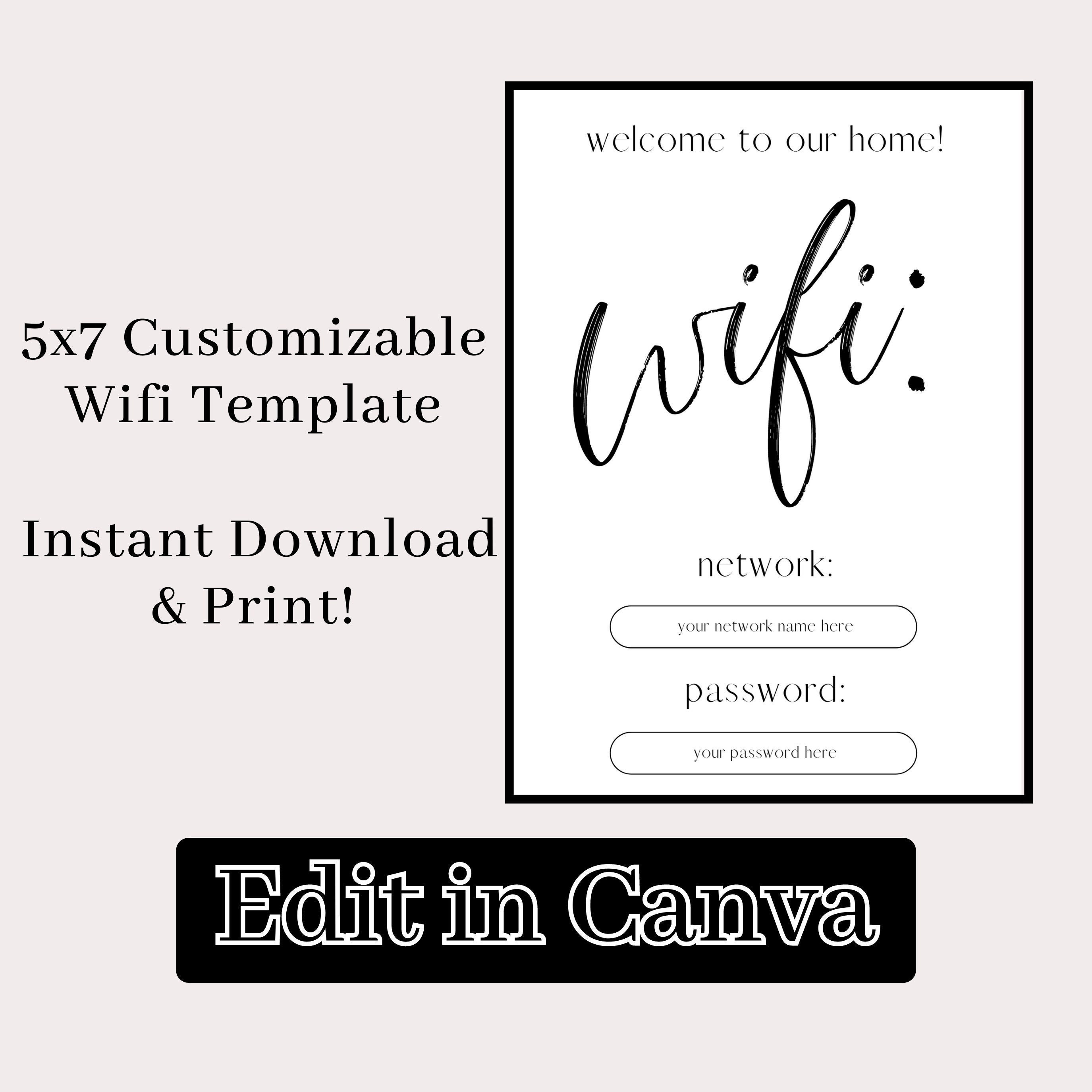 Customizable Wifi Template Wifi Template Custom Wifi Edit in Canva Customizable Wifi Template Wifi Template Custom Wifi Edit in Canva