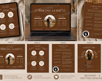 Western Photography Pricing Guide Bundle Canva Template | Packages, Add-Ons, FAQ & Contact Page