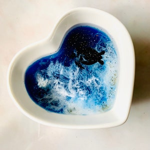 Turtle Ring Dish, Beach Ring Dish, Trinket Dish, ocean Dish, ceramic heart/circle shaped white color… Wedding Anniversary personalize gift!