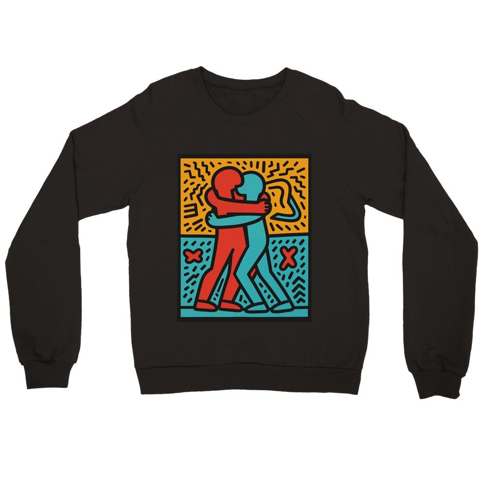 Keith Haring Hug Sweatshirt: Pop Street Art Unisex Crewneck