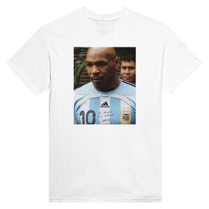 Mike Tyson - T-shirt Argentina autografata da Maradona T-shirt girocollo unisex dei pesi massimi