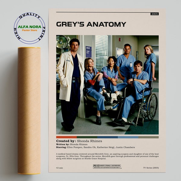 Grey's Anatomy / Grey's Anatomy Poster / Minimalist Movie Poster / Vintage Retro Art Print / Custom Poster / Wall Art Print / Home Decor