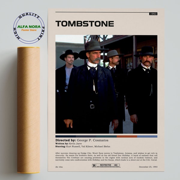 Tombstone / Tombstone Poster / Vintage Retro Art Print / Wall Art Print / Minimalist Movie Poster / Custom Poster / Home Decor