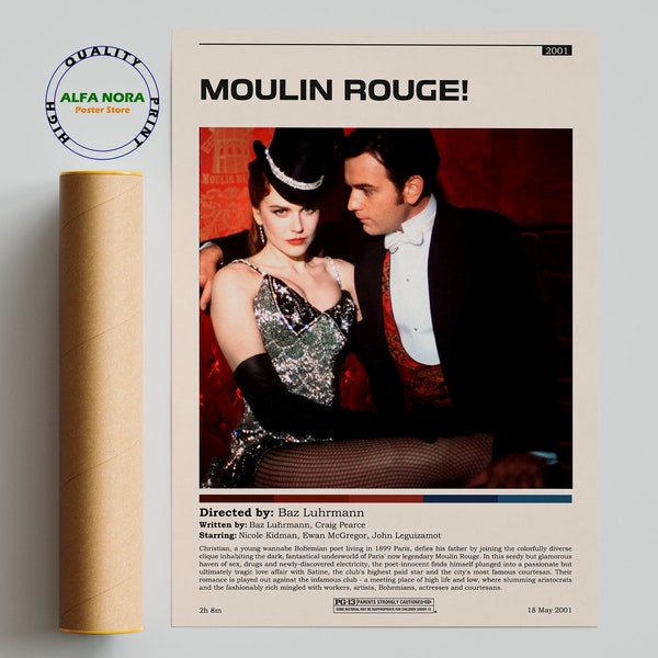 Moulin Rouge / Moulin Rouge Poster / Minimalist Movie Poster / Vintage Retro Art Print / Custom Poster / Wall Art Print / Home decor