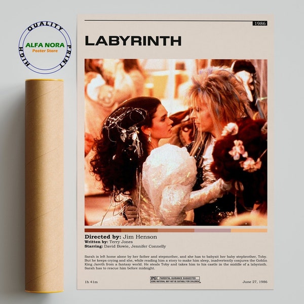 Labyrinthe / Labyrinthe Affiche / Affiche de film minimaliste / vintage Retro Art Print / Affiche personnalisée / Wall Art Print / Home Decor
