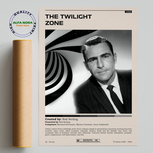 Twilight Zone / Rod Serling / Minimalist Movie Poster / Vintage Retro Art Print / Custom Poster / Wall Art Print / Home decor