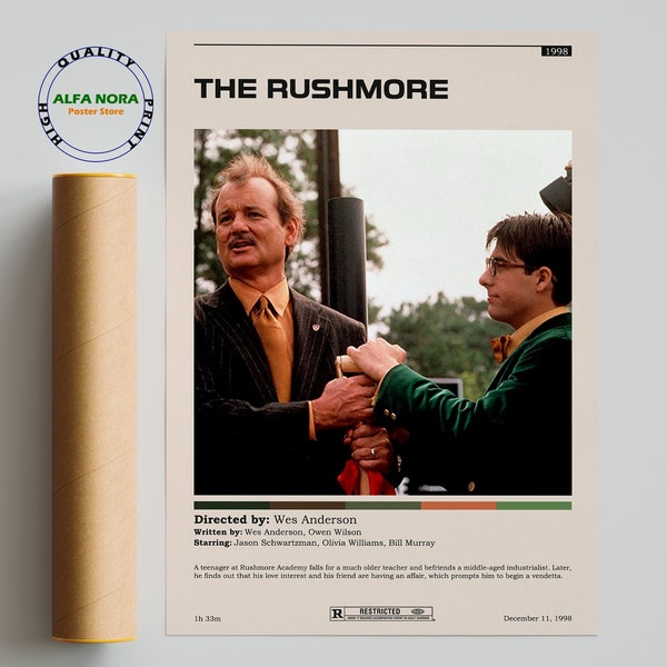 Rushmore / Rushmore Poster / Wes Anderson / Minimalist Movie Poster / Vintage Retro Art Print / Custom Poster / Wall Art Print / Home Decor
