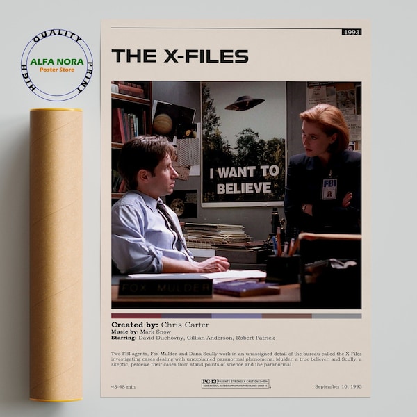 The X-Files / The X-Files Poster / Retro Tv Series / Minimalist Movie Poster / vintage Retro Art Print / Custom Poster / Wall Art Print