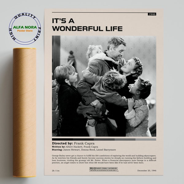 It's a Wonderful Life / It's a Wonderful Life Poster / Minimalist Movie Poster / Vintage Retro Art Print / Custom Poster / Wall Art Print