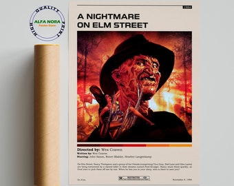 A Nightmare on Elm Street / A Nightmare on Elm Street Poster / Vintage Retro Art Print / Wall Art Print / Minimalist Movie Poster