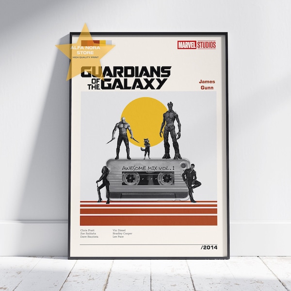 Guardians Of the Galaxy  / Guardians Of the Galaxy Poster / Vintage Retro Art Print / Wall Art Print / Minimalist Movie / Marvel Print