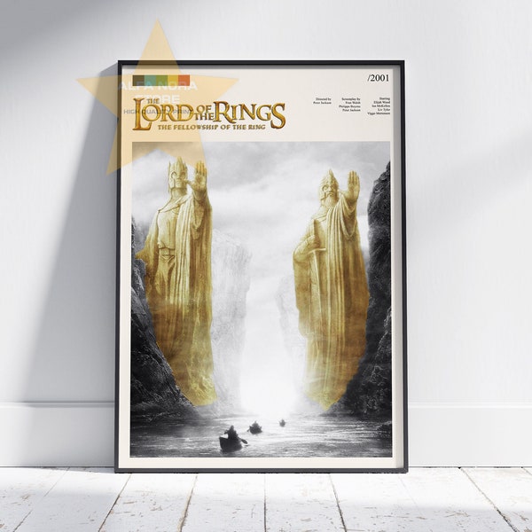 Lord of the Ring: The Fellowship of the Ring / Lord of the Rings Poster / Vintage Retro Art Print / Minimalist Movie Poster Wall Art Print