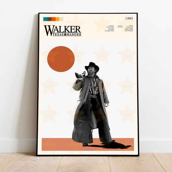 Walker, Texas Ranger Poster / Walker, Texas Ranger / Minimalist Movie Poster / Vintage Retro Art Print / Custom Poster / Wall Art Print