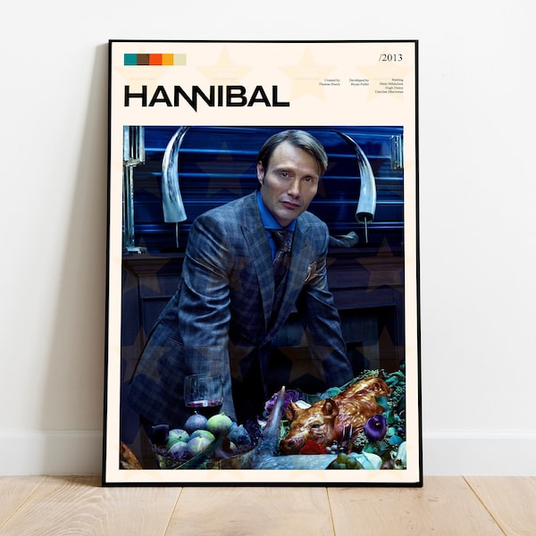 Hannibal Poster / Hannibal Lecter Tv Show / Minimalistisches Serien Poster / Vintage Retro Art Print / Custom Poster / Wall Art Print