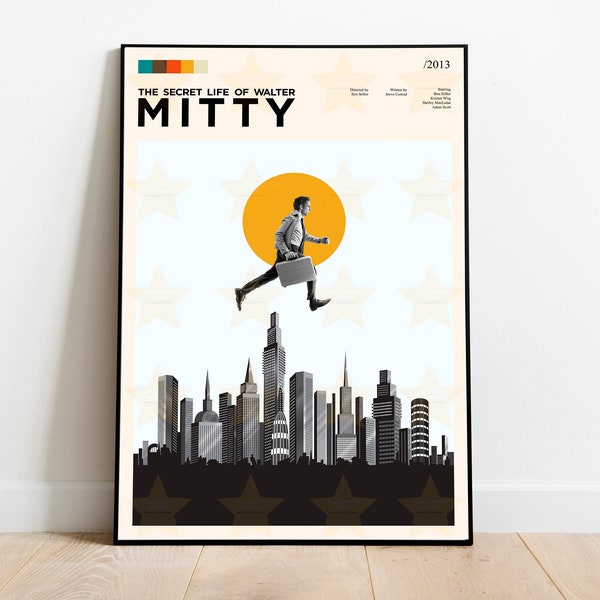 The Secret Life of Walter Mitty / Ben Stiller / Minimalist Movie Poster / Vintage Retro Art Print / Wall Art Print / Home decor