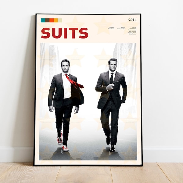 Suits Poster / Suits Tv Show / Minimalist Tv Series Poster / Vintage Retro Art Print / Custom Poster / Wall Art Print