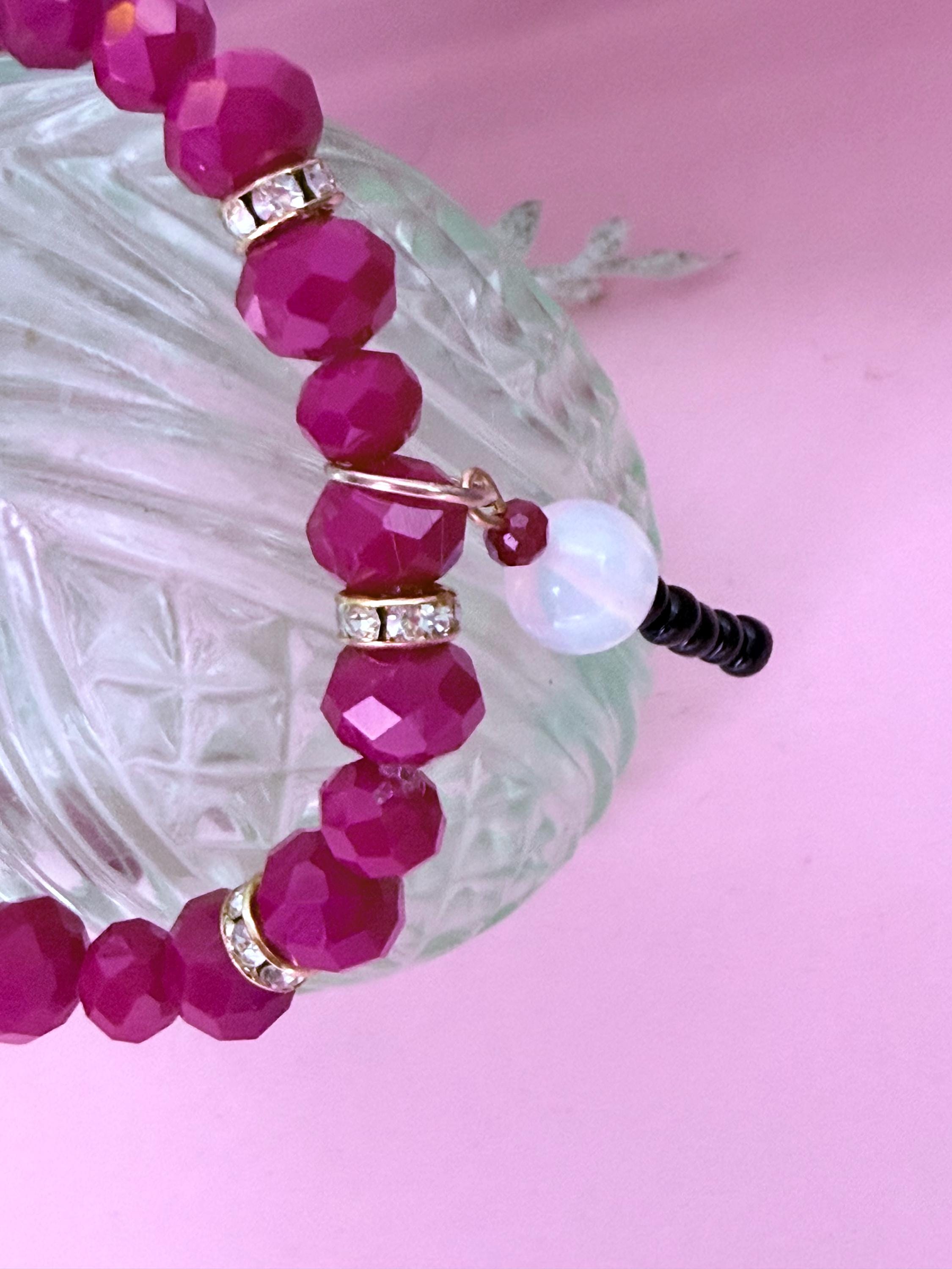 Bts Rhinestone BTS Red & Rhinestone Bracelet BTS Letter Beads ARMY Bomb Light Stick ...