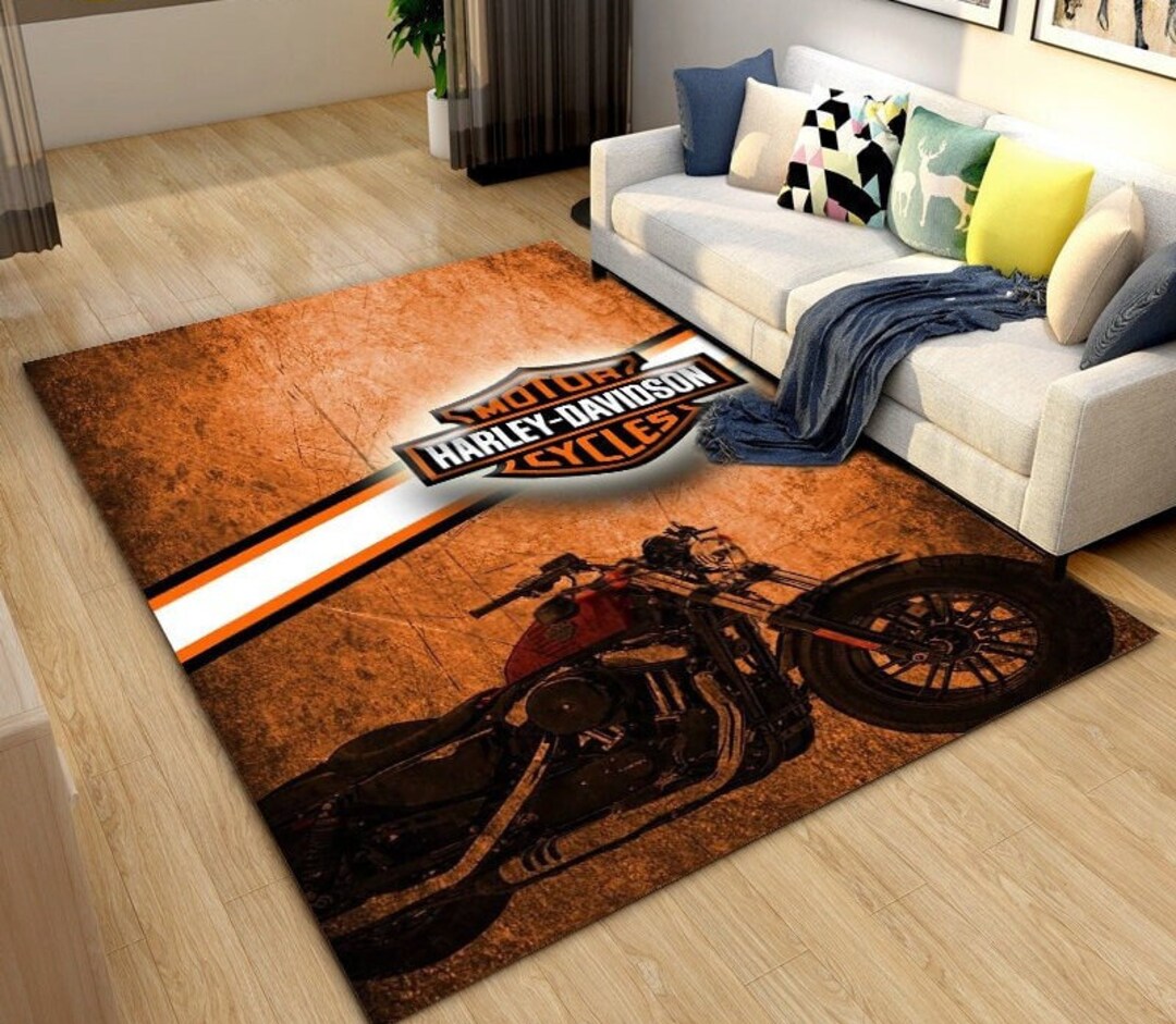 Harley Rug, Sports Rug, Harley Davidson Rug, Garage Room Carpet