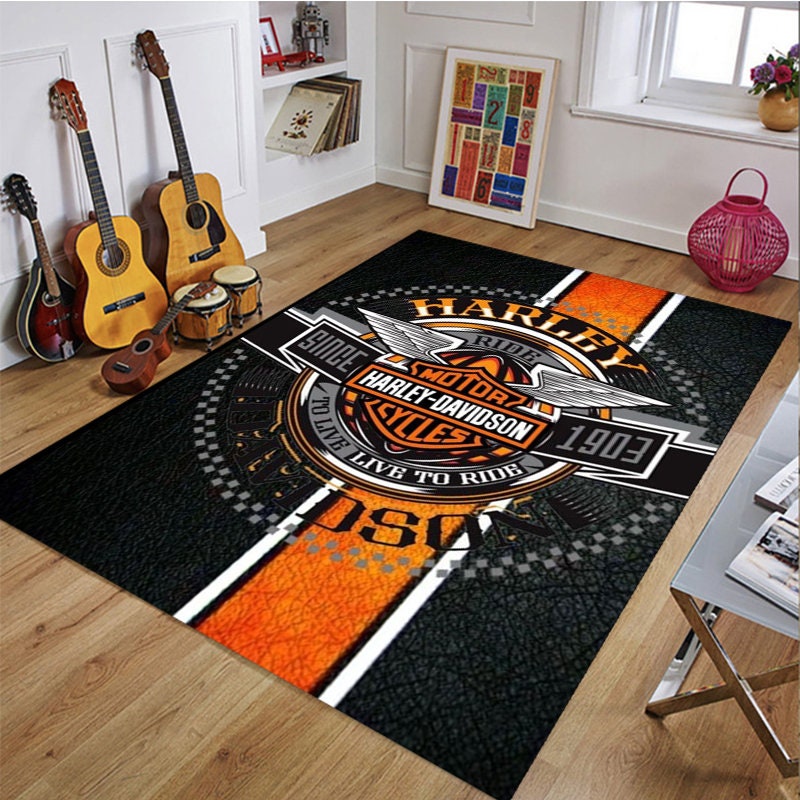 Harley Davidson, Harley Davidson Teppich, Motorrad-Teppich, Garagenteppich,  Heimdekor-Teppich, Legenden-Teppich, AE59.1 (58,4 x 88,9 cm) = 60 x 90 cm