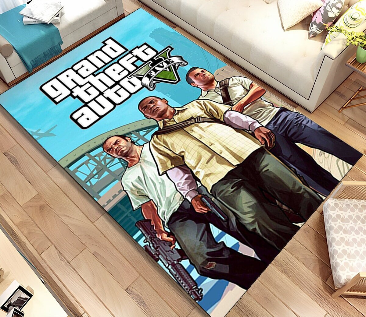 Grand Theft Auto San Andreas Video Game Area Rug Area Area Rug - Peto Rugs