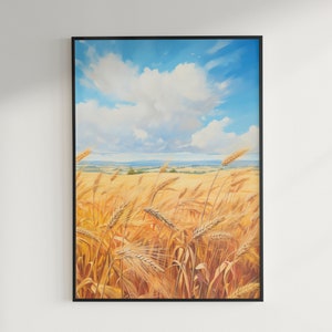 Wheat Field, Calm, Autumn, Fall, Wall Art, Poster Print, Digital Art