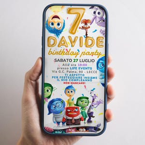 INSIDE OUT - Invito di Compleanno digitale personalizzato, per Bambina o Bambino, Download istantaneo, per Whatsapp, Social e Smartphone