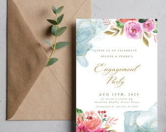 Wildflower Engagement Party Invite, Announcement Engagement Party Invitation, Engagement Invitation, Invitation, Instant Download,