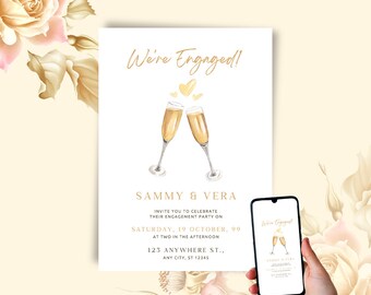 Elegant and Heartfelt Engagement Card to Celebrate Your Happy Engagement, You're Engaged with Printable Engagement Party