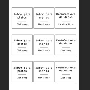 Spanish Bilingual CUSTOMIZABLE Labels- Waterproof (2.5X2.5 inch)- Custom Pantry Labels, Toiletry Labels- 9 customized labels per order