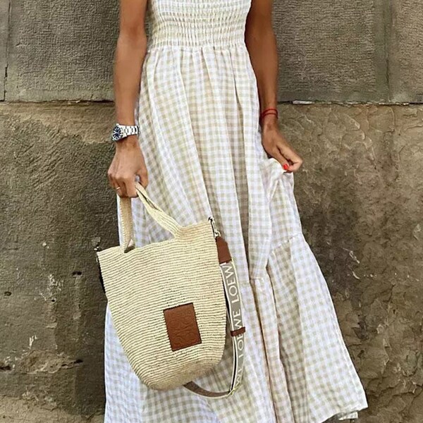 Beach Please Smocked Maxi Dress- Khaki