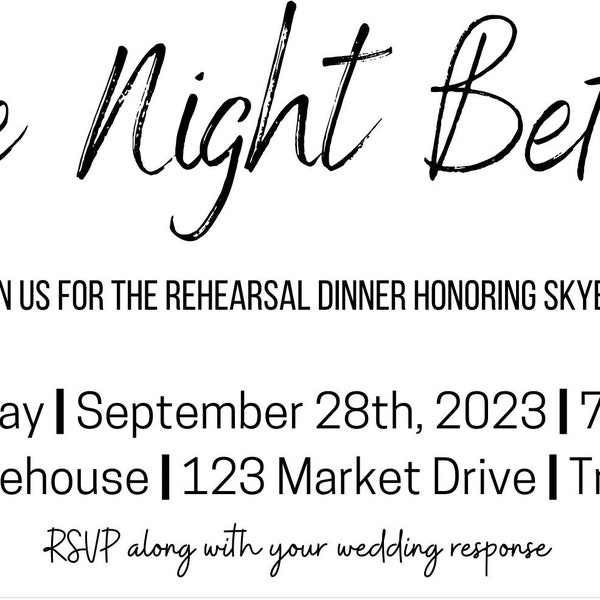 Rehearsal Dinner Invitation Insert Etsy