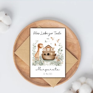Tauf Karte mit Namen | Personalisierte Karte zur Taufe | Taufe Geschenk Karte personalisiert | Eulalyptus Taufe | Arche Noah | Geschenke