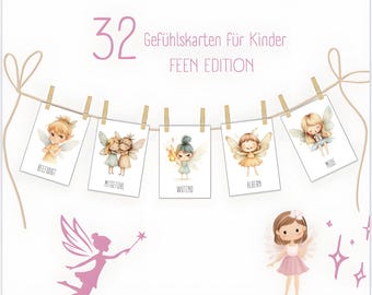 32 Emotion Cards for Children - Montessori Learning Cards, Digital Download, Understanding Emotions and Feelings