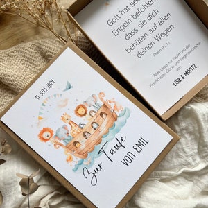 Geschenkschachtel zur Taufe | Personalisierte Geschenkschachtel | Taufe | Arche Noah Geschenk zur heiligen Taufe für Kinder