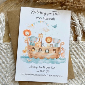 Taufeinladung personalisierbar | Tauffeier | Einladungsfeier | Arche Noah | Individuelle Taufeinladung