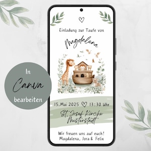 Invito di battesimo / Battesimo / Invito / File digitale - Download istantaneo / Comunione / Cresima / Arca di Noè | Invito digitale per il battesimo