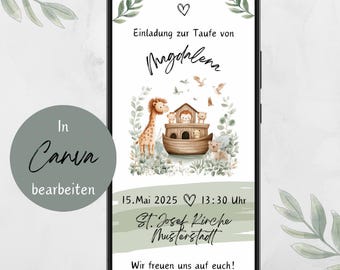 Baptism invitation / baptism / invitation / digital file - immediate download / communion / confirmation / Noah's Ark | Digital invitation for baptism