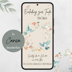 Invitación de bautizo / bautismo / invitación / archivo digital – descarga inmediata / comunión / confirmación / flores | Invitación digital para el bautismo