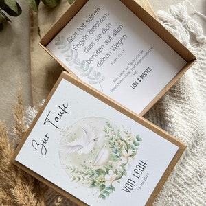 Geschenkschachtel zur Taufe |Personalisierte Geschenkschachtel | Taufe | Taube Eukalyptus Taufe | Schachtel für Kleinigkeiten Geldgeschenke