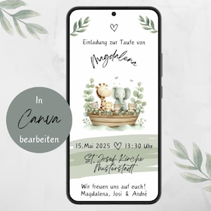 Invitación bautizo / bautismo / invitación / archivo digital – descarga inmediata / comunión / confirmación / eucalipto | Invitación digital para el bautismo
