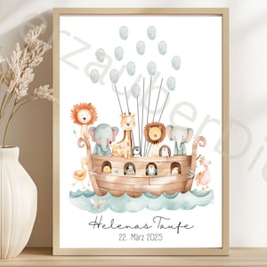 Fingerprint - Fingerabdruck Poster zur Taufe - Arche Noah - Digitale Datei zum selbst ausdrucken - Taufe, Canva, Gästebuch personalisierbar