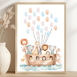 Fingerprint - Fingerabdruck Poster zur Taufe - Arche Noah - Digitale Datei zum selbst ausdrucken - Taufe, Kommunion, Konfirmation - Kirche