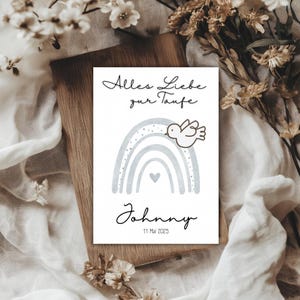 Tauf Karte mit Namen | Personalisierte Karte zur Taufe | Taufe Geschenk Karte personalisiert | Regenbogen DIN A Karte für die heilige Taufe