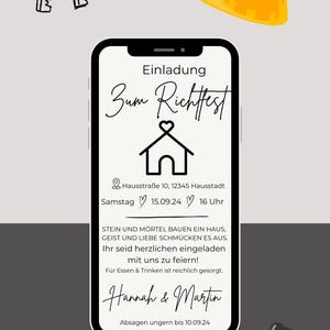Digitale Einladung zum Richtfest | Hausbau | Bauherr Bauherrin | Richtfest | Haus Neubau | Sofort Download