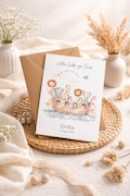 Baptism card with name | Personalized card for baptism | Personalized baptism gift card | Noah's Ark DIN A card for holy baptism