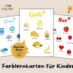 Farblernkarten, Farbkarten, Montessori Lernkarten für Kinder, Lernspiele für Zuhause oder Kindergarten, 11 DIN A4 Seiten mit Farben, PDF