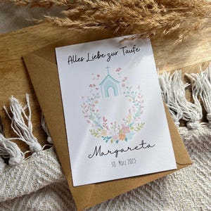 Tauf Karte mit Namen | Personalisierte Karte zur Taufe | Taufe Geschenk Karte personalisiert |  DIN A Karte für die heilige Taufe | Kirche
