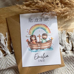 Tauf Karte mit Namen | Personalisierte Karte zur Taufe | Taufe Geschenk Karte personalisiert | Arche Noah | A6 Geschenkkarte | Kirche