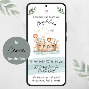 Invitación de Bautismo / Bautismo / Invitación / Archivo Digital - Descarga Instantánea / Comunión / Confirmación / Arca de Noé | Invitación digital para bautizo.