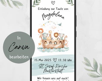 Baptism invitation / baptism / invitation / digital file - immediate download / communion / confirmation / Noah's Ark | Digital invitation for baptism